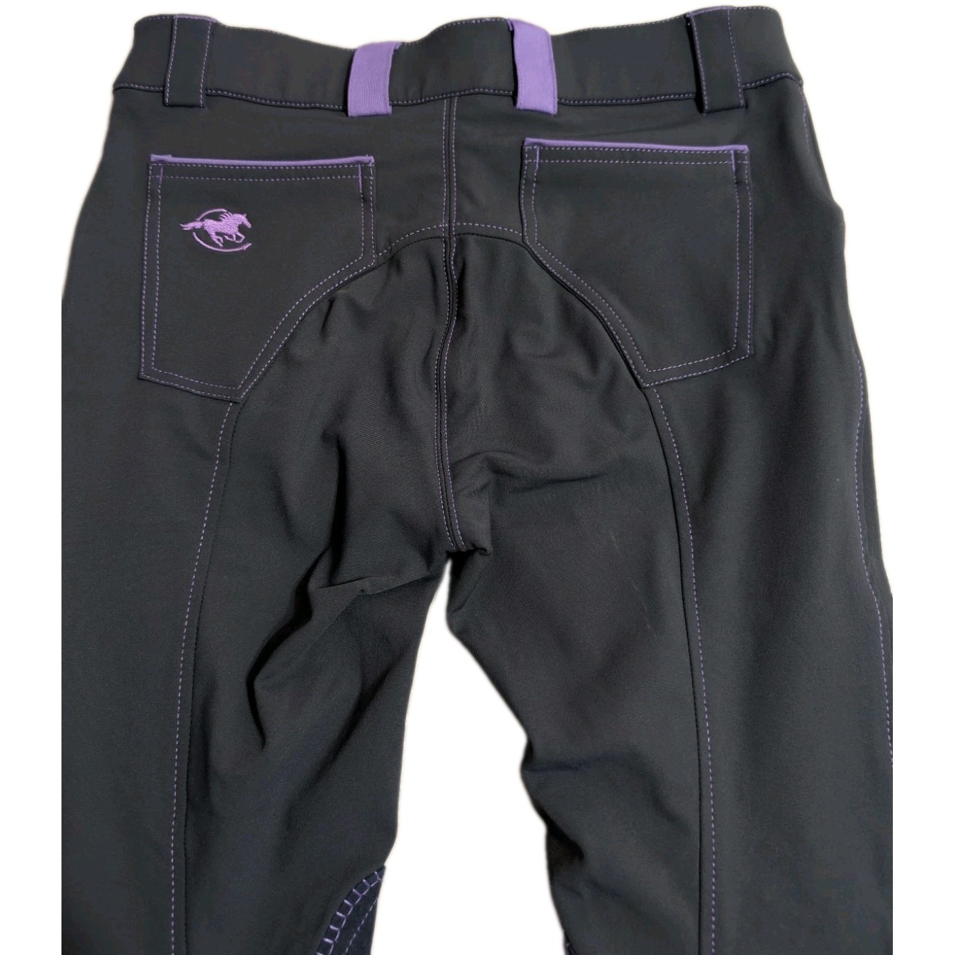 Piper Smartpak Girls 14 Riding Breeches Navy Purple Knee Patch Equestrian Pants — image 5 of 8